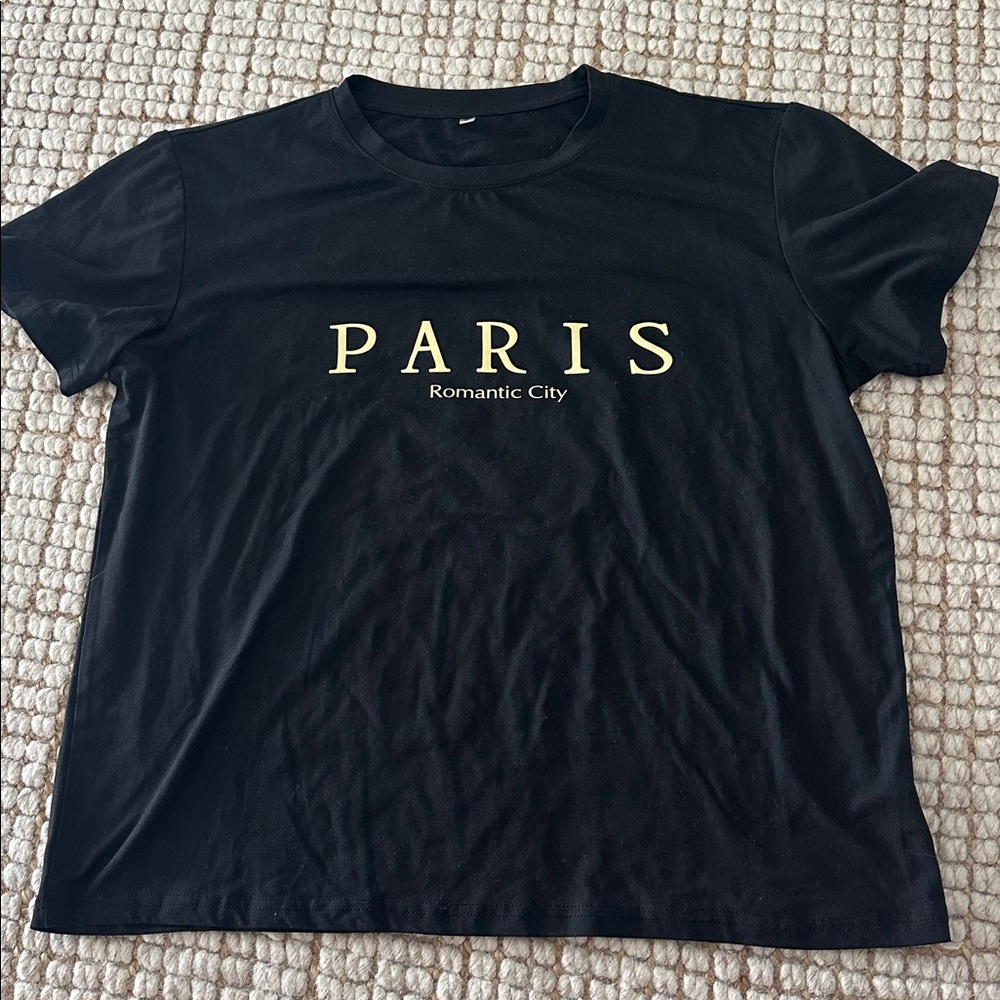Black Paris Romantic City Graphic T-Shirt